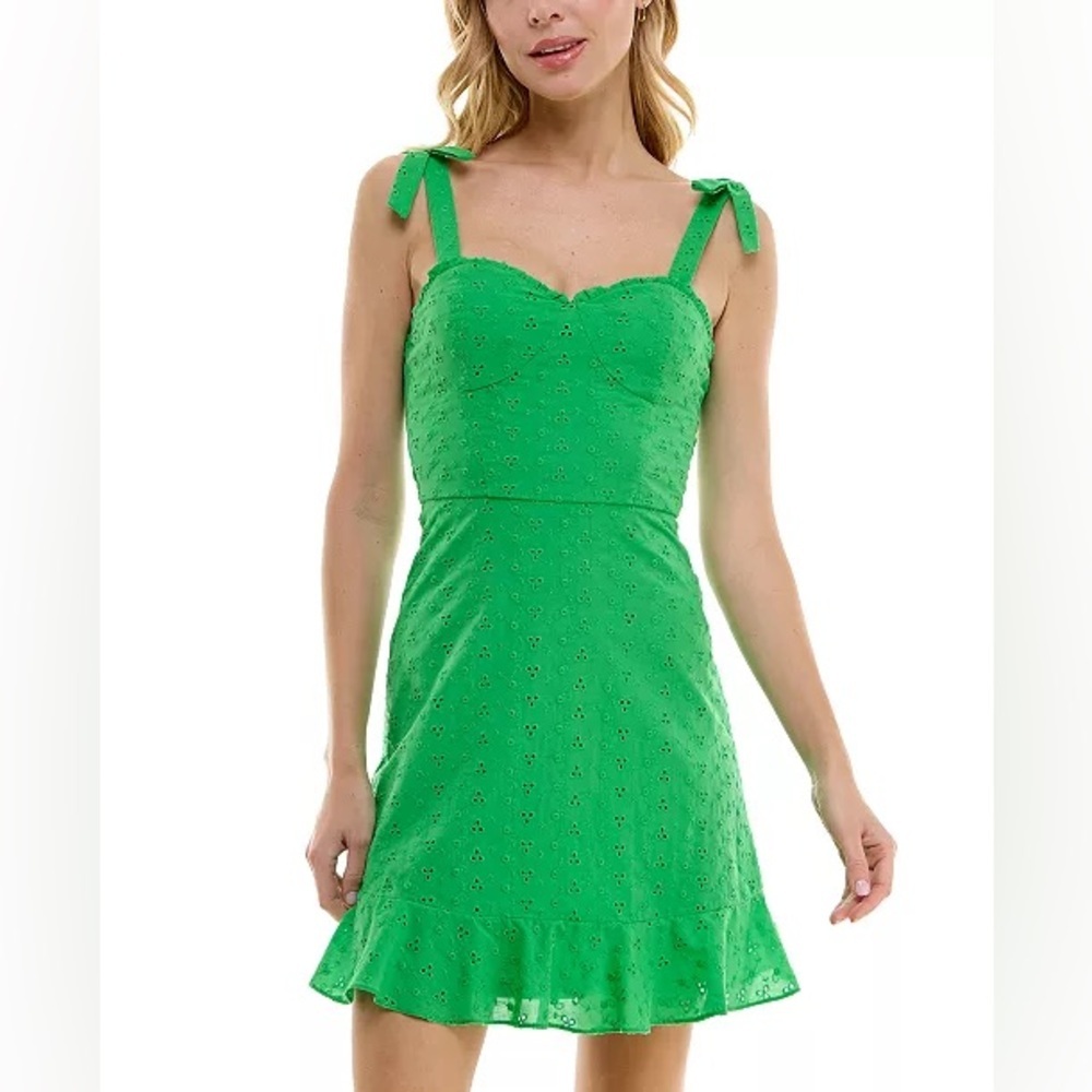BCX Juniors' Eyelet Embroidered Cotton Mini Dress